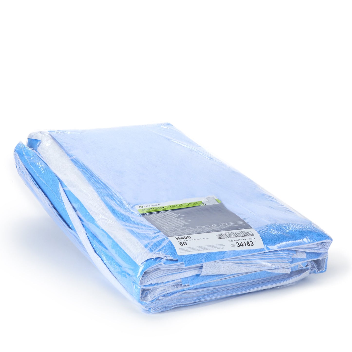 QUICK CHECK* H400 Sterilization Wrap White / Blue 24 X 24 Inch Dual Layer SMS Polypropylene Steam / EO Gas / Hydrogen Peroxide (810872_CS)