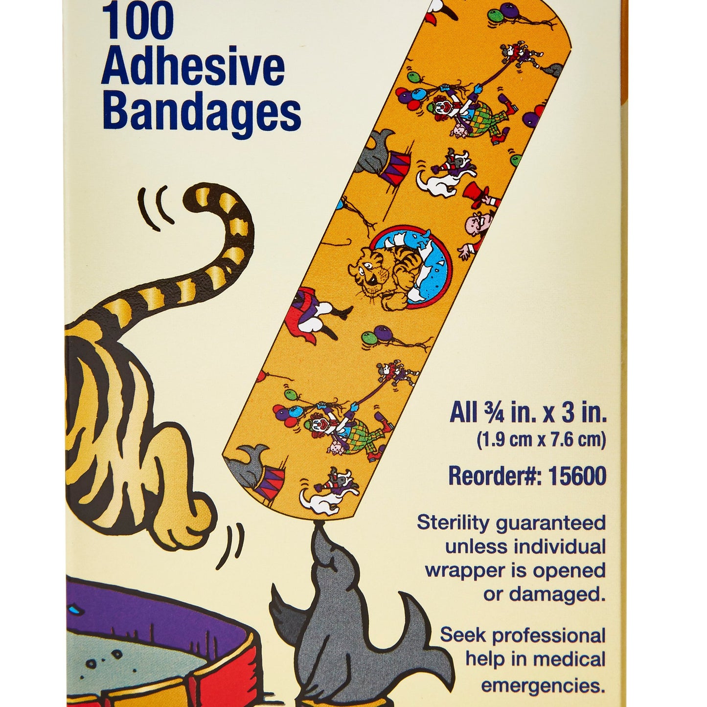 American® White Cross Stat Strip® Adhesive Strip 3/4 X 3 Inch Fabric Rectangle Kid Design (Circus) Sterile (296235_BX)