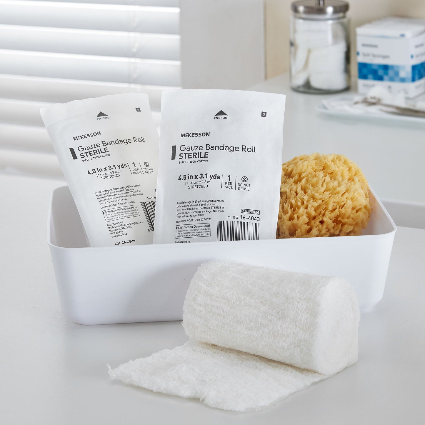 McKesson Fluff Bandage Roll 4-1/2 Inch X 3-1/10 Yard 8-Ply Sterile 1 per Pouch (1102426_CS)