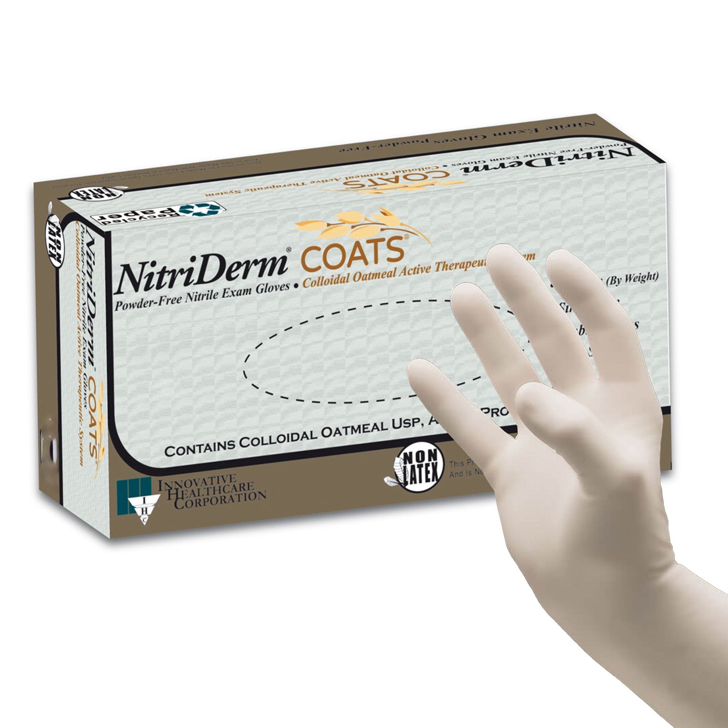 NitriDerm® COATS® Exam Glove Large NonSterile Nitrile Standard Cuff Length Fully Textured White Chemo Tested (880527_CS)