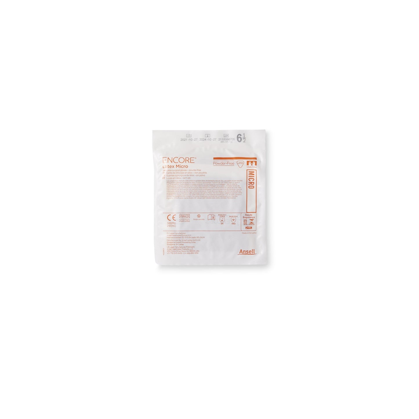 ENCORE® Latex Micro Surgical Glove Size 6.5 Sterile Latex Standard Cuff Length Micro-Textured Brown Chemo Tested (362176_BX)