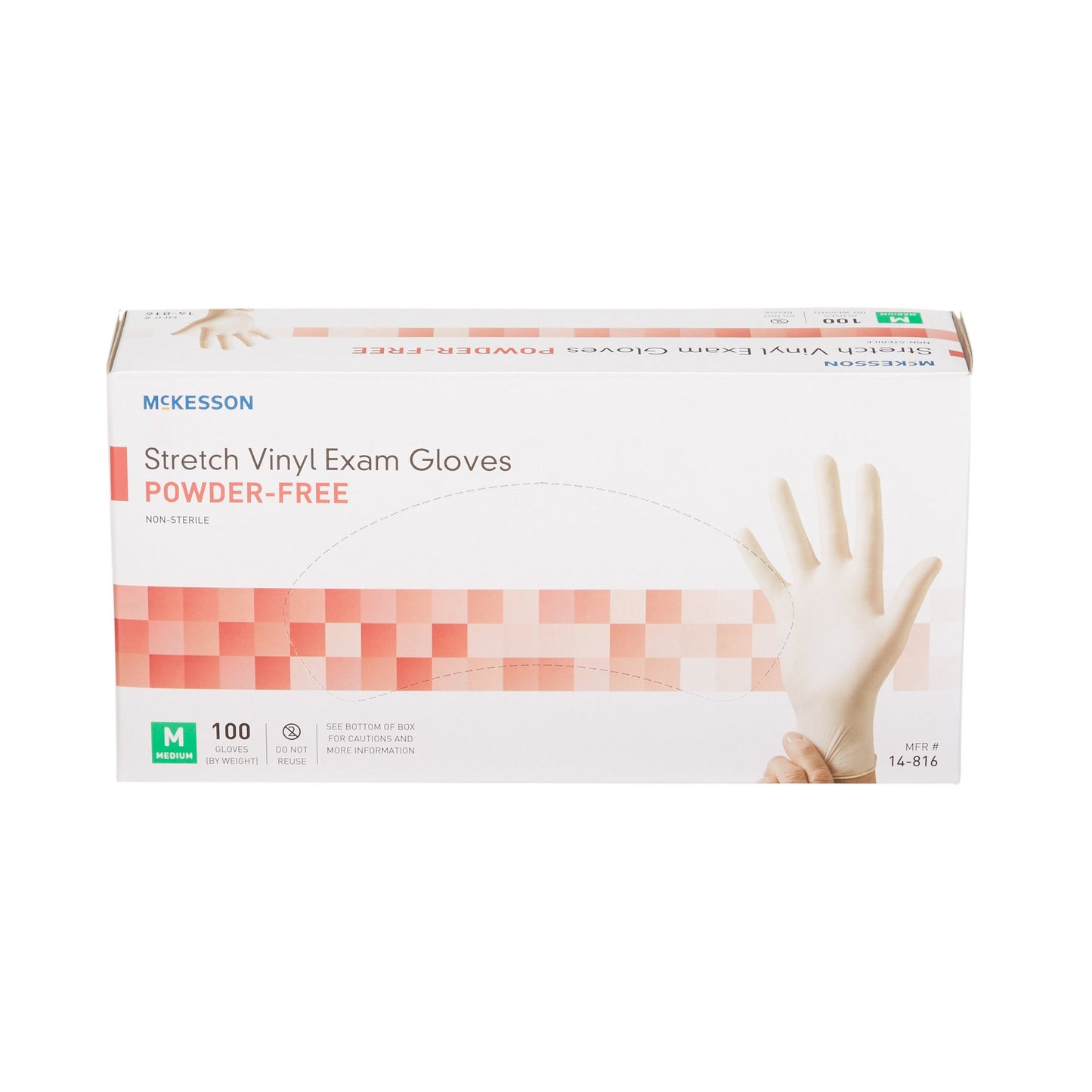 McKesson Exam Glove Medium NonSterile Stretch Vinyl Standard Cuff Length Smooth Ivory Not Rated (409743_CS)