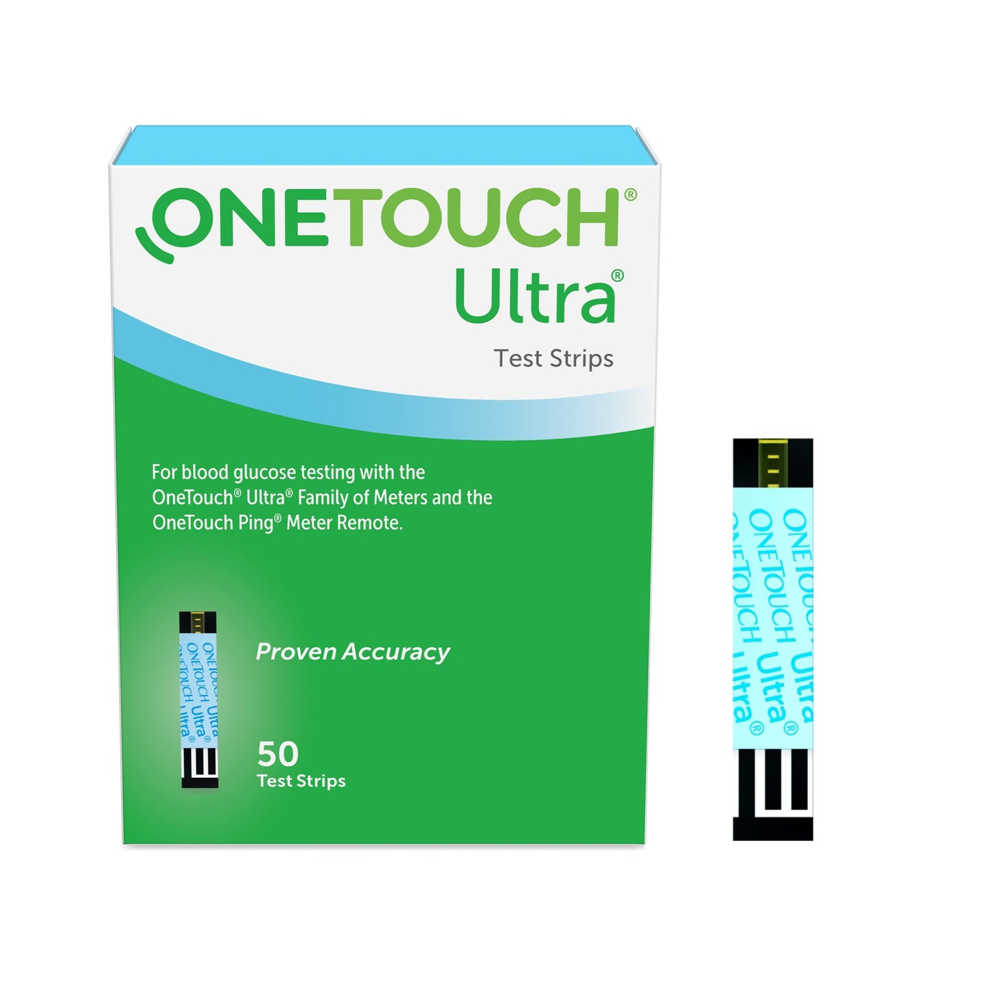 OneTouch® Ultra® Blue Blood Glucose Test Strips 50 Strips per Pack (850708_BX)