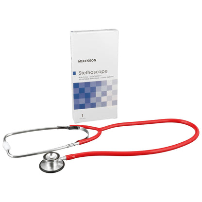 McKesson General Exam Stethoscope Red 1-Tube 22 Inch Tube Double Sided Chestpiece (363749_EA)