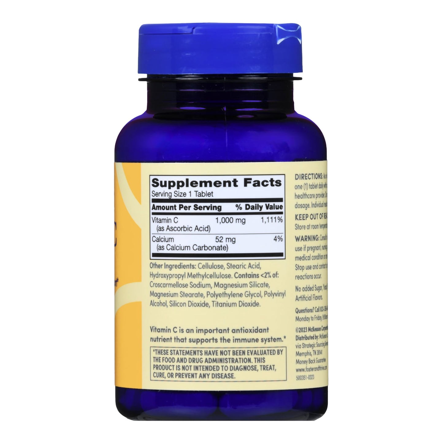 Foster & Thrive™ Vitamin C Supplement Ascorbic Acid 1,000 mg Strength Tablet 100 per Bottle (1238898_BT)