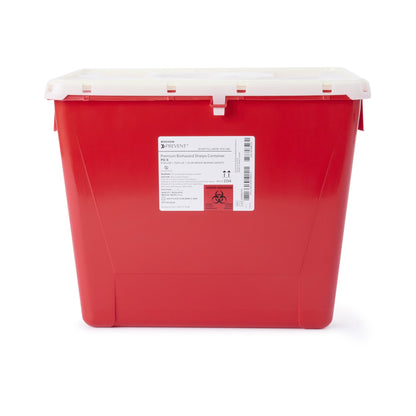 McKesson Prevent® Sharps Container Red Base 13-1/2 H X 17-3/10 W X 13 L Inch Vertical Entry 8 Gallon (854428_CS)