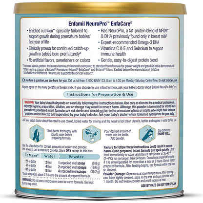 Enfamil® NeuroPro™ EnfaCare® Infant Formula Unflavored 13.6 oz. Can Powder Milk-Based Premature (1114127_CS)