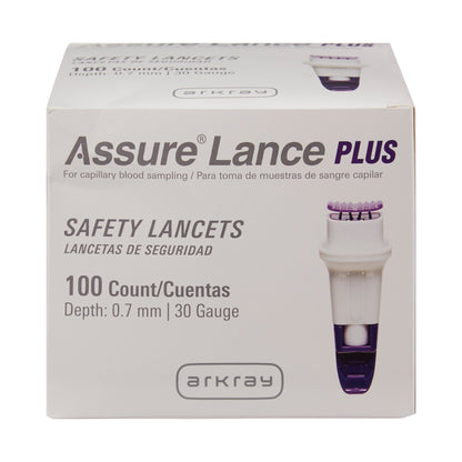 Assure® Safety Lancet 30 Gauge Protective Safety Cap Push Button Activation Finger (962941_CS)