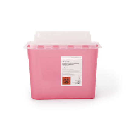 McKesson Prevent® Sharps Container Red Base 11 H X 12 W X 4-3/4 D Inch Horizontal Entry 1.35 Gallon (854862_CS)