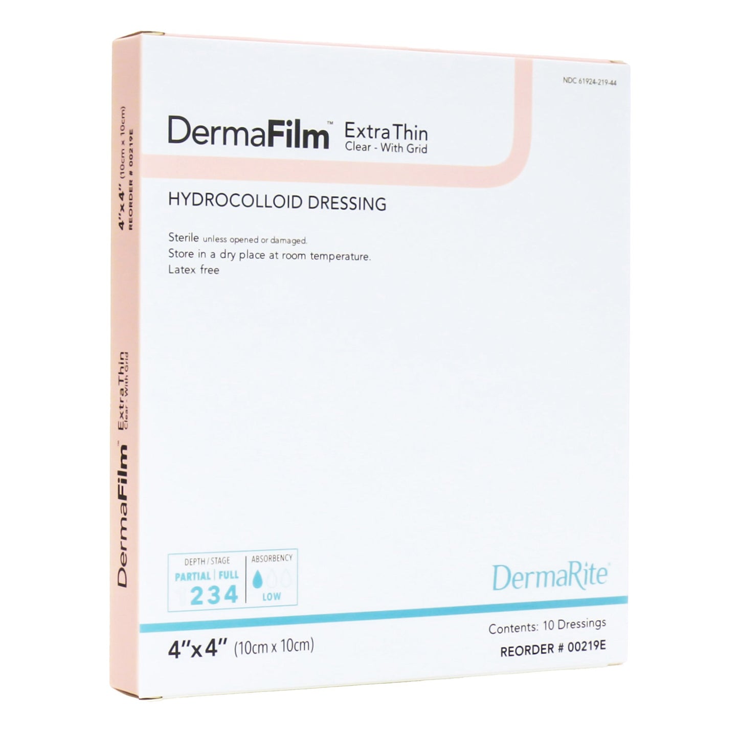 DermaFilm® Thin Hydrocolloid Dressing Film Backing 4 X 4 Inch Square Hydrocolloid / Film (727738_BX)