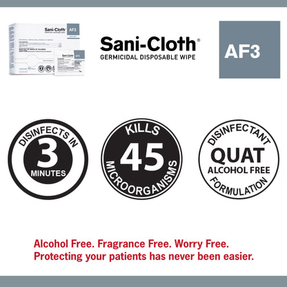 Sani-Cloth® AF3 Surface Disinfectant Cleaner Premoistened Germicidal Manual Pull Wipe 50 Count Individual Packet Unscented NonSterile (824245_CS)