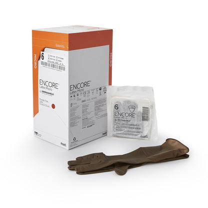 ENCORE® Latex Micro Surgical Glove Size 6 Sterile Latex Standard Cuff Length Micro-Textured Brown Chemo Tested (362175_BX)