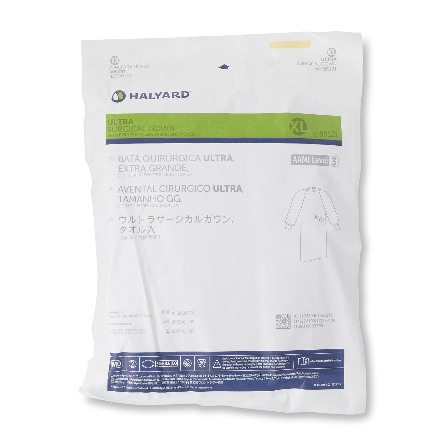 ULTRA Non-Reinforced Surgical Gown with Towel X-Large Blue Sterile AAMI Level 3 Disposable (217167_EA)