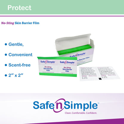 Safe N Simple™ No-Sting Skin Barrier Wipe 60% / 20% Strength Purified Water / Polyvinylpyrrolidone / Glycerin / Propylene Glycol Individual Packet Sterile (869585_EA)
