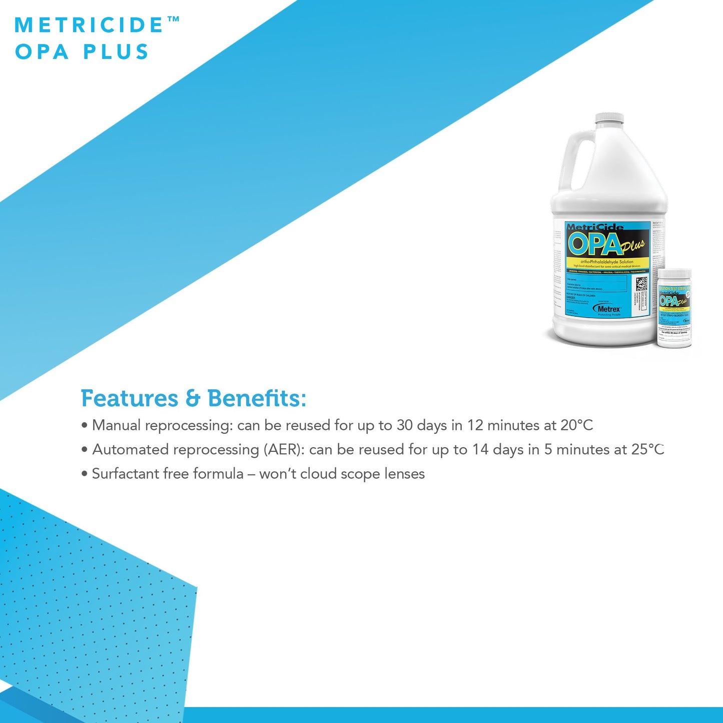 MetriCide™ OPA Plus OPA High-Level Disinfectant RTU Liquid 1 gal. Jug Reusable (636937_CS)