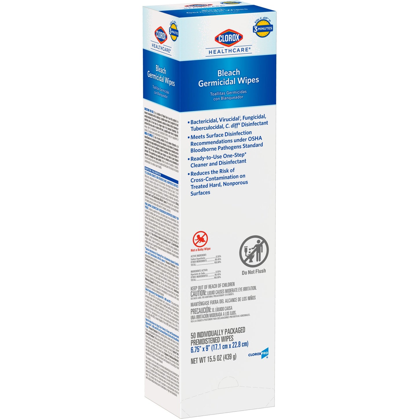 Clorox Healthcare® Surface Disinfectant Premoistened Germicidal Manual Pull Wipe 50 Count Individual Packet Fruity Floral Bleach Scent NonSterile (996100_EA)