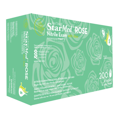 StarMed® Rose Exam Glove Small NonSterile Nitrile Standard Cuff Length Textured Fingertips Pink Not Rated (976524_BX)