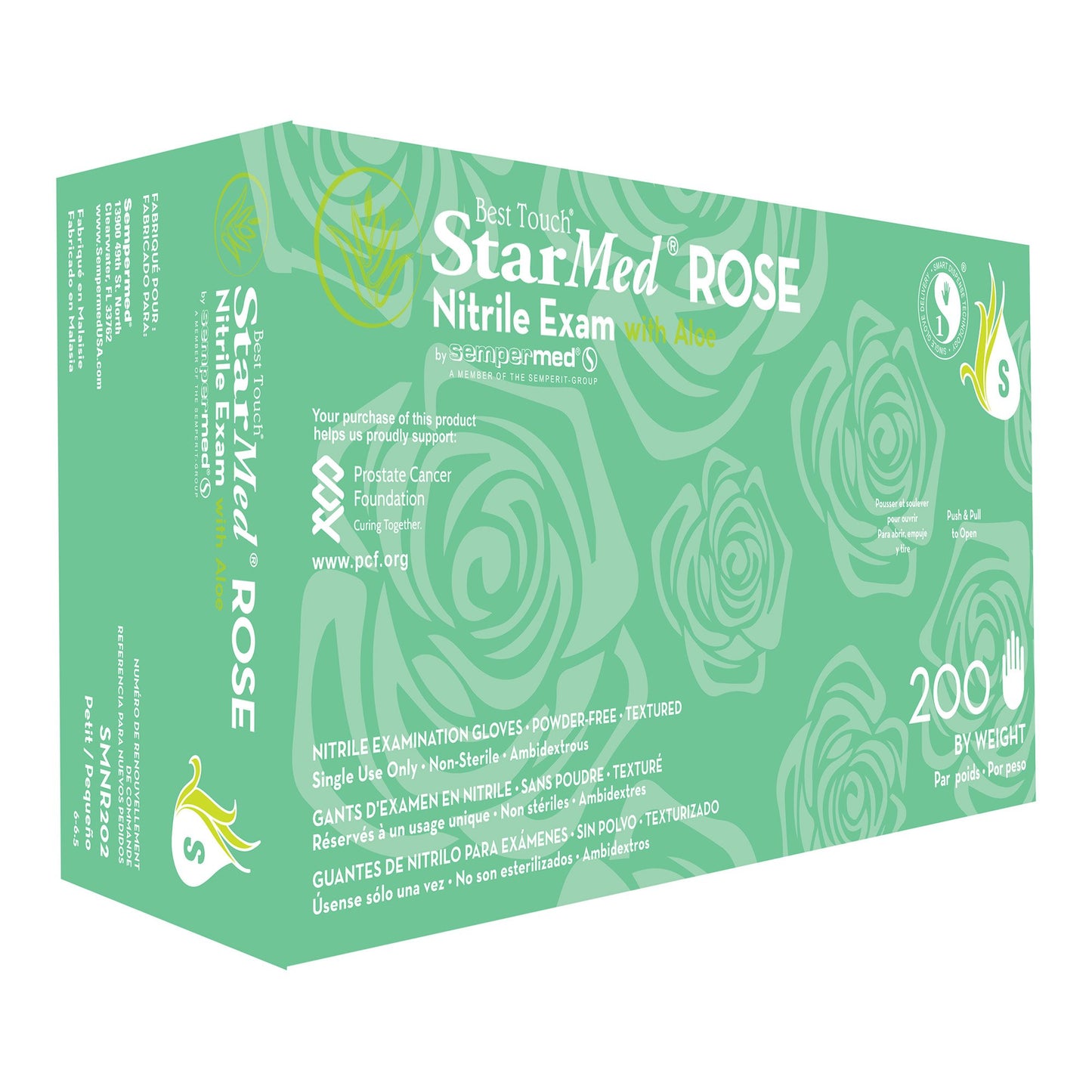 StarMed® Rose Exam Glove Small NonSterile Nitrile Standard Cuff Length Textured Fingertips Pink Not Rated (976524_CS)
