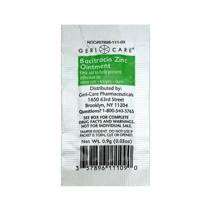 Geri-Care First Aid Antibiotic Bacitracin Zinc Ointment 0.9 Gram Individual Packet (1220888_CS)