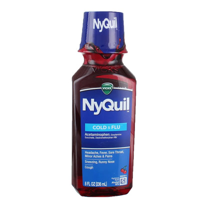NyQuil® Cold & Flu Cold and Cough Relief 650 mg - 30 mg - 12.5 mg / 30 mL Strength Liquid 8 oz. (829817_EA)