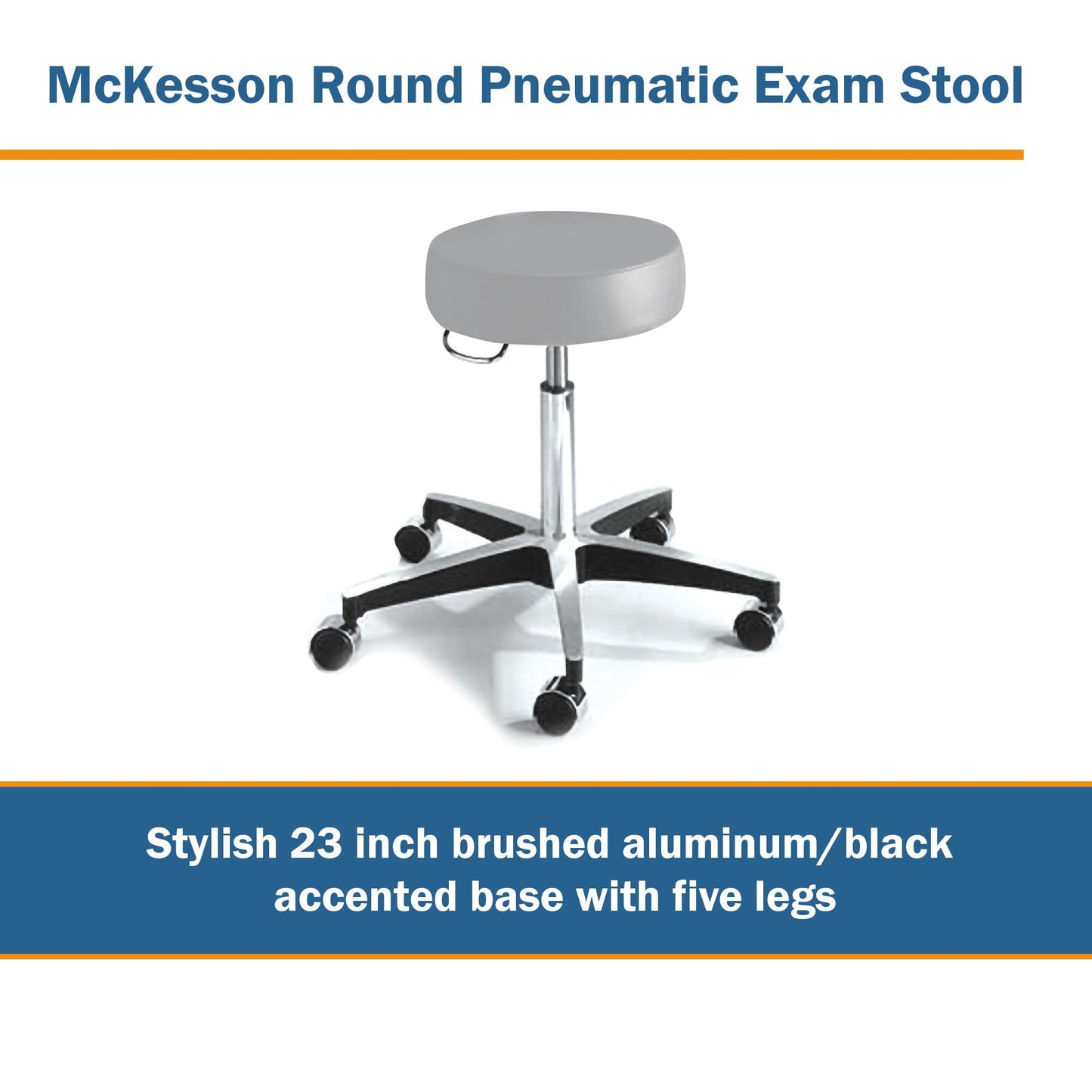 McKesson Exam Stool Backless Pneumatic Height Adjustment 5 Casters Clamshell (407031_EA)