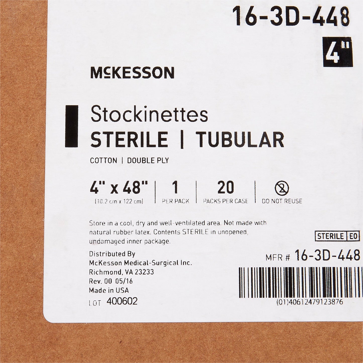 McKesson Surgical Stockinette Tubular 4 X 48 Inch Sterile (460831_CS)