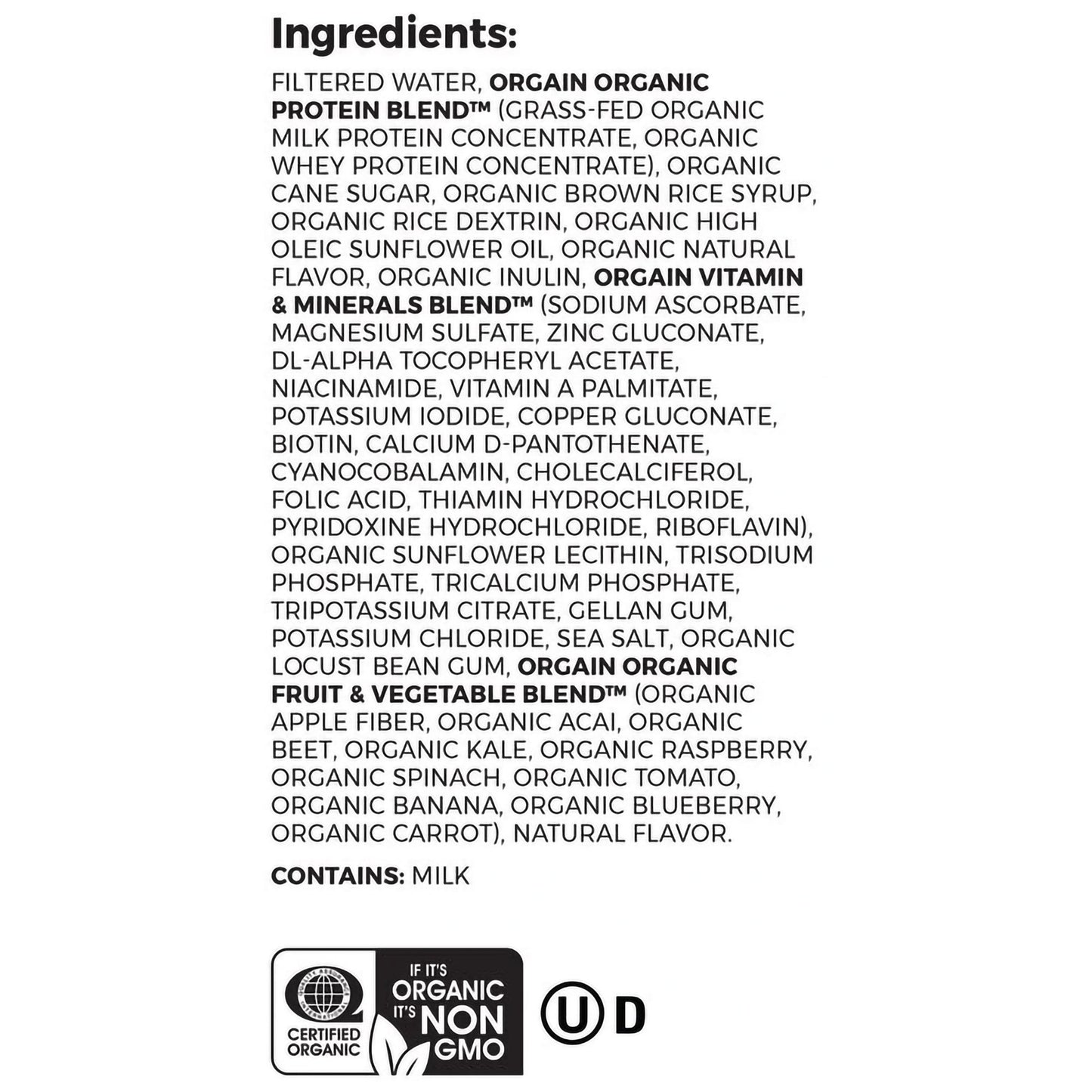 Orgain® Organic Nutritional Shake Oral Supplement Sweet Vanilla Bean Flavor Liquid 11 oz. Carton (1175952_EA)