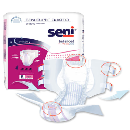 Seni® Super Quatro Unisex Adult Incontinence Brief Regular Disposable Heavy Absorbency (1163837_PK)