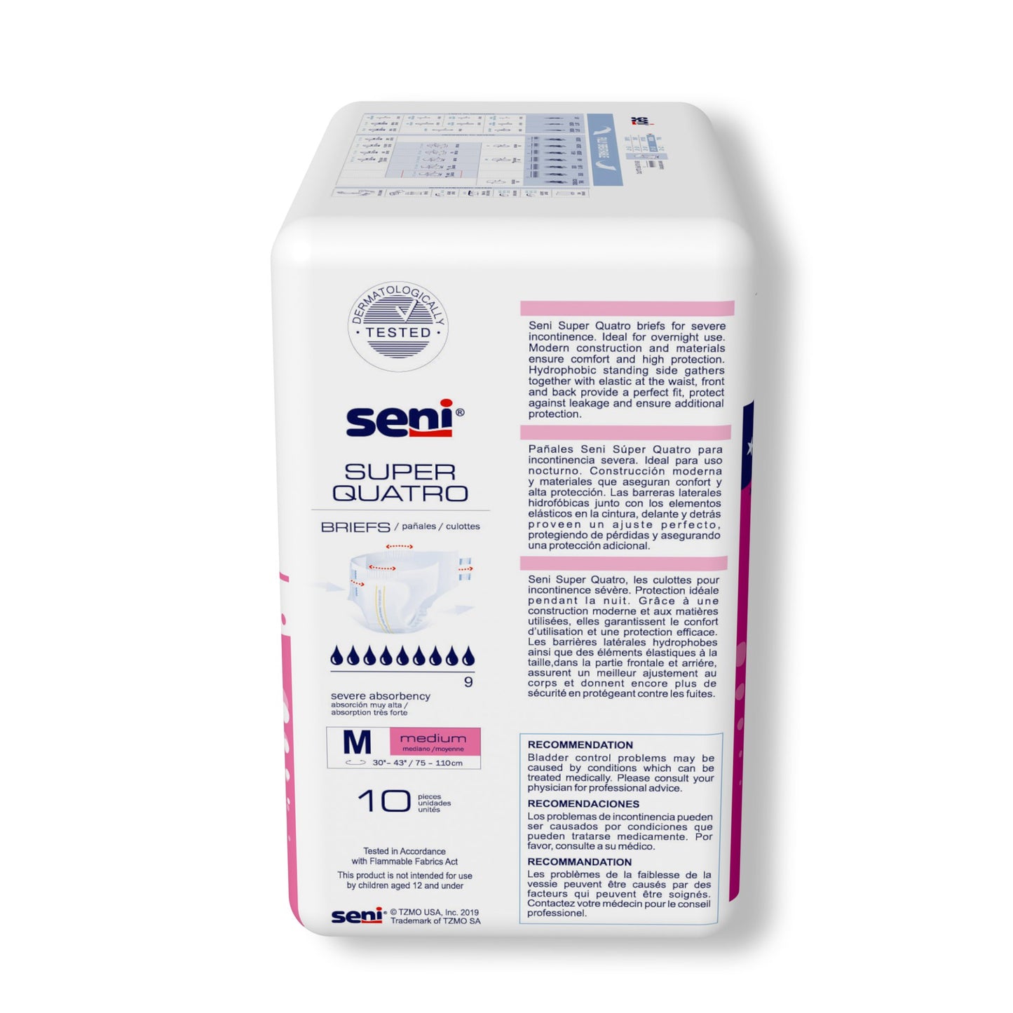 Seni® Super Quatro Unisex Adult Incontinence Brief Medium Disposable Heavy Absorbency (1163836_PK)