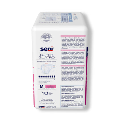 Seni® Super Quatro Unisex Adult Incontinence Brief Medium Disposable Heavy Absorbency (1163836_PK)