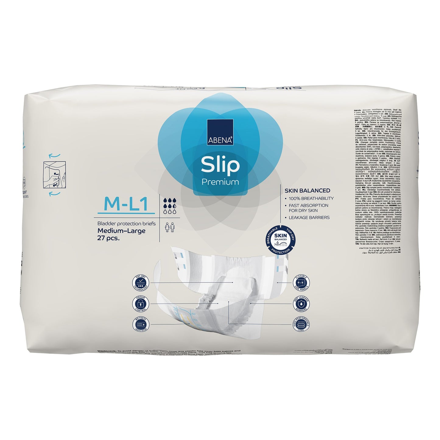 Abena Slip Flexi Fit Unisex Adult Incontinence Brief Medium / Large Disposable Moderate Absorbency (1246189_PK)