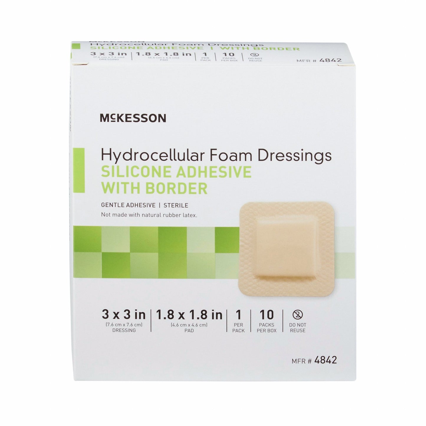 McKesson Foam Dressing 3 X 3 Inch With Border Film Backing Silicone Gel Adhesive Square Sterile (886431_CS)
