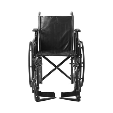 McKesson Wheelchair Dual Axle Desk Length Arm Swing-Away Footrest Black Upholstery 16 Inch Seat Width Adult 250 lbs. Weight Capacity (1065272_EA)
