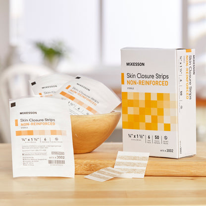 McKesson Skin Closure Strip 1/4 X 1-1/2 Inch Nonwoven Material Flexible Strip Tan (876301_BX)