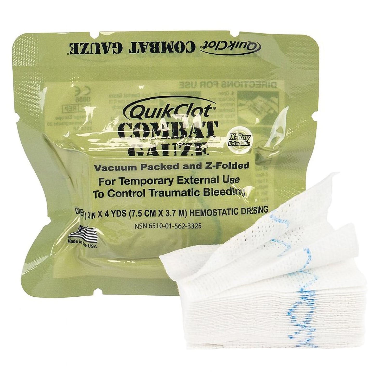 QuikClot Combat Gauze® Hemostatic Dressing 3 Inch X 4 Yard 1 per Pack Sterile (1019198_EA)