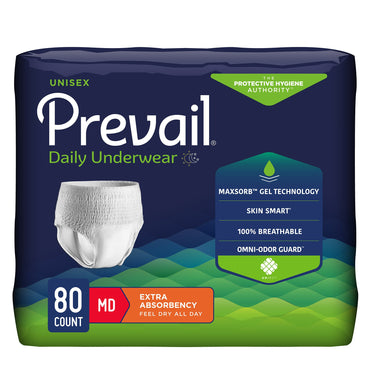 Prevail® Daily Underwear Extra Unisex Adult Absorbent Underwear Pull On with Tear Away Seams Medium Disposable Moderate Absorbency (402953_CS)
