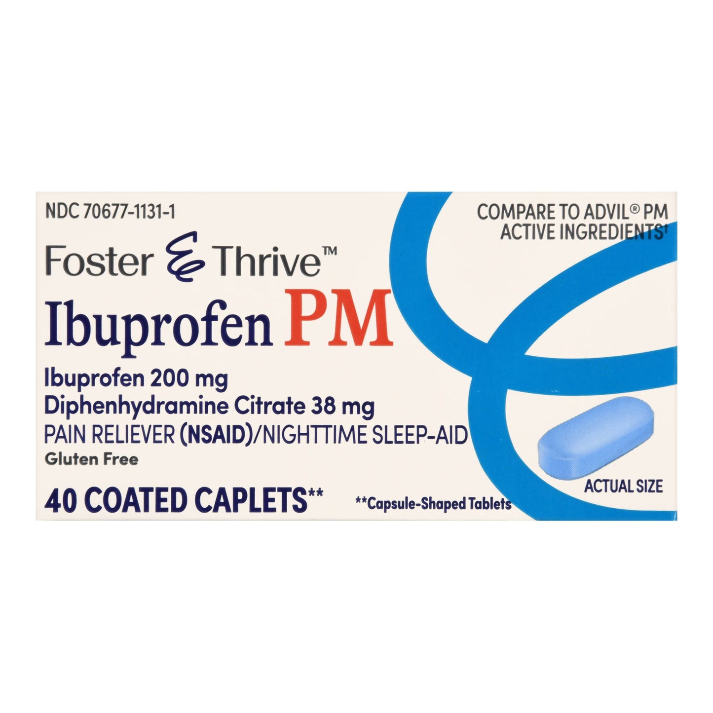 Foster & Thrive™ Nightime Pain / Allergy Relief 200 mg - 38 mg Strength Ibuprofen / Diphenhydramine Capsule 40 per Bottle (1238989_BT)