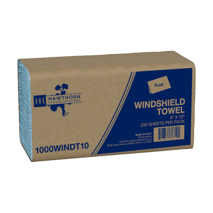 Hawthorn Paper Windshield Towel, Blue, 9" x 10" (10000086)