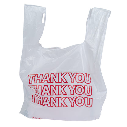 INTER-COMPANY VENDOR-PLASTIC BAGS Thank You T-Sack, White/Red,16 Mic, 13" x 8" x 22" (10060001)