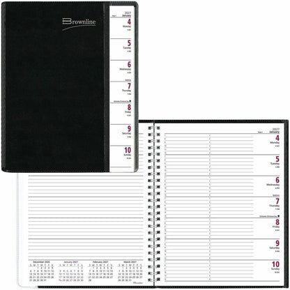 Brownline Pre-Vu Weekly Planner, January 2027 to December 2027, 6 3/4" x 8 1/2" (REDCB920BLK)