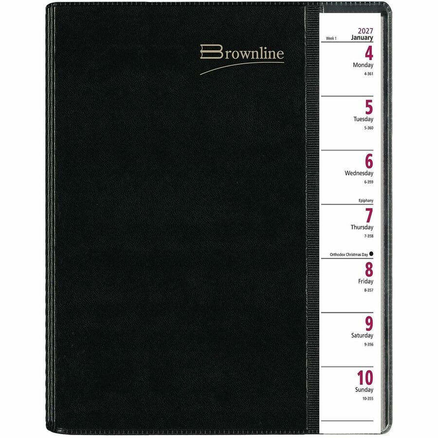 Brownline Pre-Vu Weekly Planner, January 2027 to December 2027, 6 3/4" x 8 1/2" (REDCB920BLK)