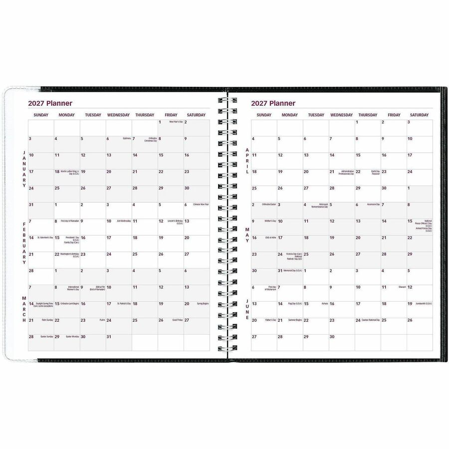 Brownline Pre-Vu Weekly Planner, January 2027 to December 2027, 6 3/4" x 8 1/2" (REDCB920BLK)