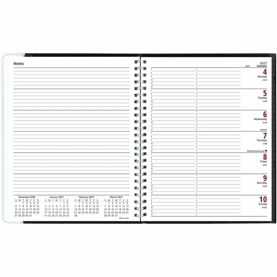 Brownline Pre-Vu Weekly Planner, January 2027 to December 2027, 6 3/4" x 8 1/2" (REDCB920BLK)