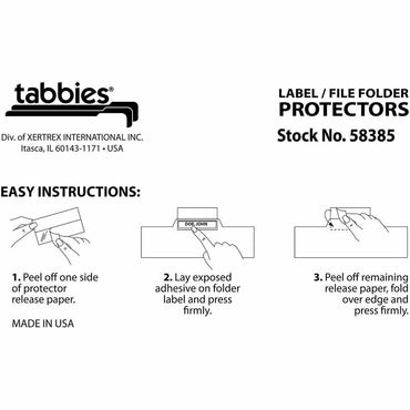 Tabbies Self-adhesive File Folder Label Protectors, For 3 1/2" x 2" Sheet, Clear, 100/Pack (TAB58385)
