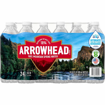 Primo Brands Premium Bottled Spring Water, Ready-to-Drink, 16.91 fl oz (500 mL), 24/Carton (NLE101243)