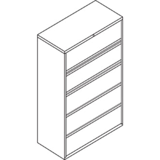 HON 800 Series Full-Pull Locking Lateral File, 5-Drawer, 42" x 18" x 64.2", Black (HON895LP)