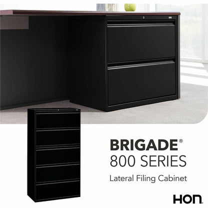 HON 800 Series Full-Pull Locking Lateral File, 5-Drawer, 42" x 18" x 64.2", Black (HON895LP)