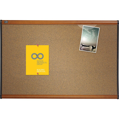 Quartet Prestige Bulletin Board, 48" Board Height x 72" Board Width, Light Cherry Frame (QRTB247LC)