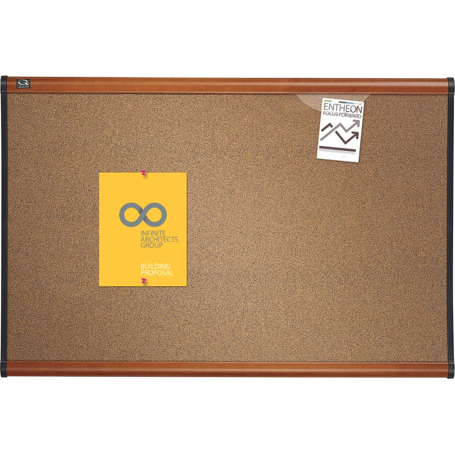 Quartet Prestige Bulletin Board, 48" Board Height x 72" Board Width, Light Cherry Frame (QRTB247LC)