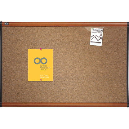 Quartet Prestige Bulletin Board, 48" Board Height x 72" Board Width, Light Cherry Frame (QRTB247LC)